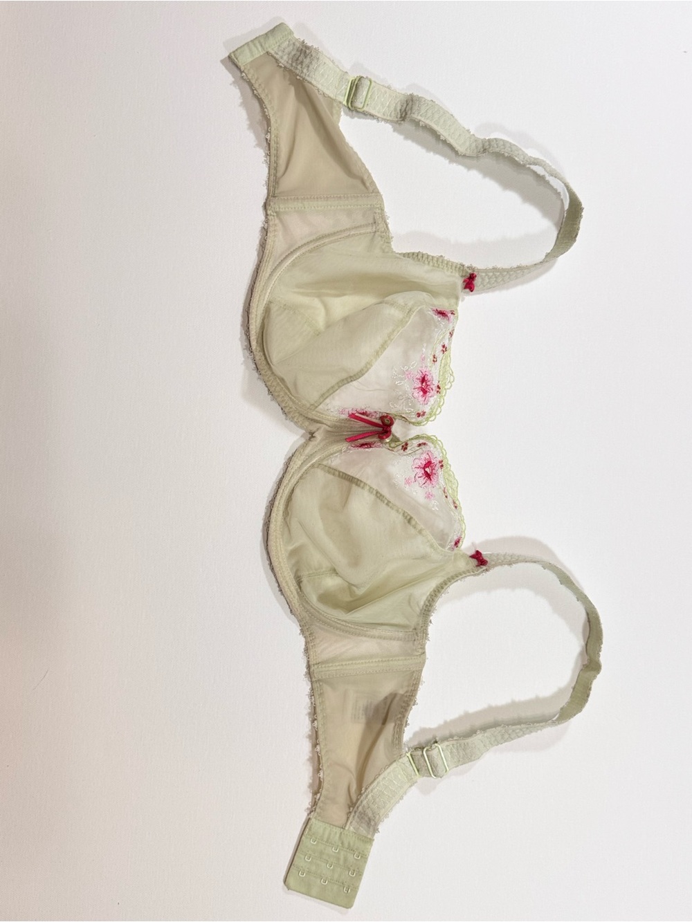 Freya Eleanor Lace Plunge Bra Pistachio Green Pink Floral AA5732 size 32GG UK - Picture 4 of 7